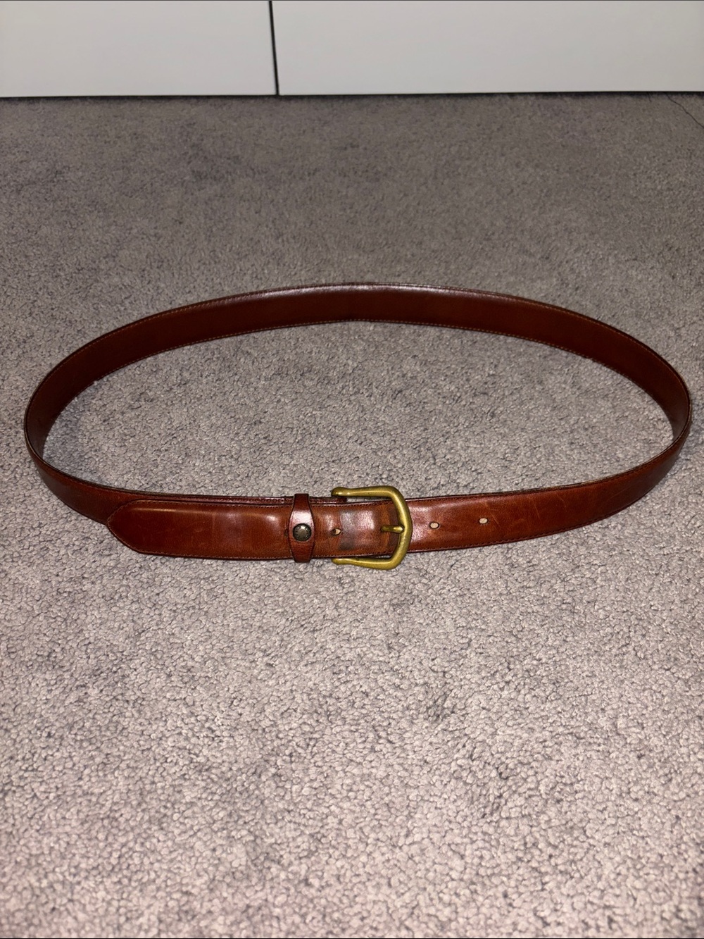 Coach Brown Leather Belt with Brass-Tone Buckle